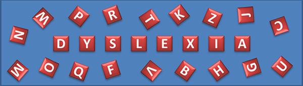 Dyslexia spelled with letter tiles