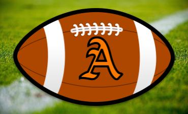  brown football displaying alexandria high logo