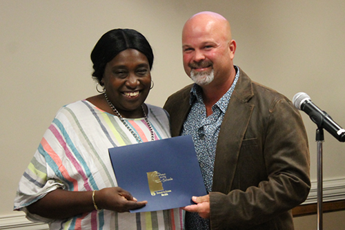 Althea Ashford receiving Employee of the Month 